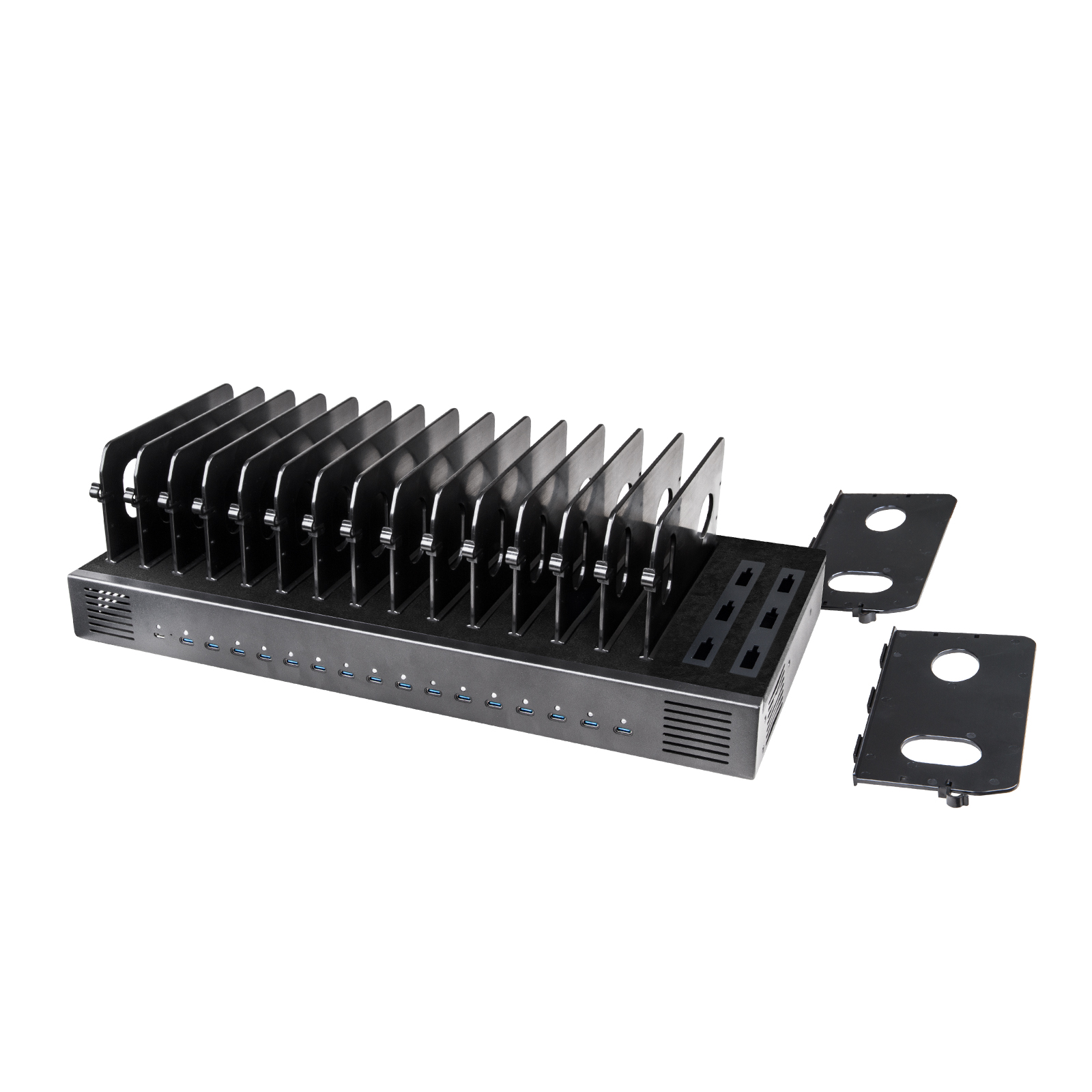 龙威盛 500W 16口 USB-C 充电底座 平板/笔记本/手机集中充电站 1U机架式安装 LS-C16S-T-500 — thumbnail 4