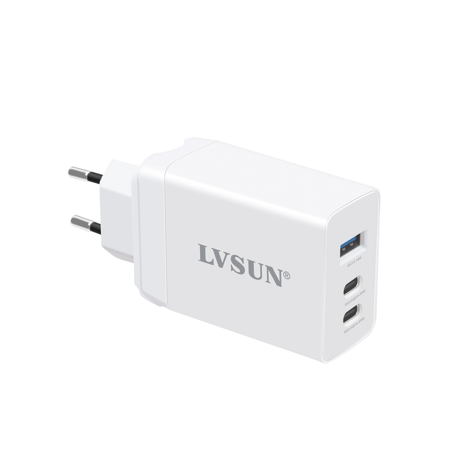 龙威盛 65W 三口氮化镓 PD3.0/PPS 墙插快充充电器 2C1A 旅行便携款 LS-GW65-2C1A — thumbnail 4