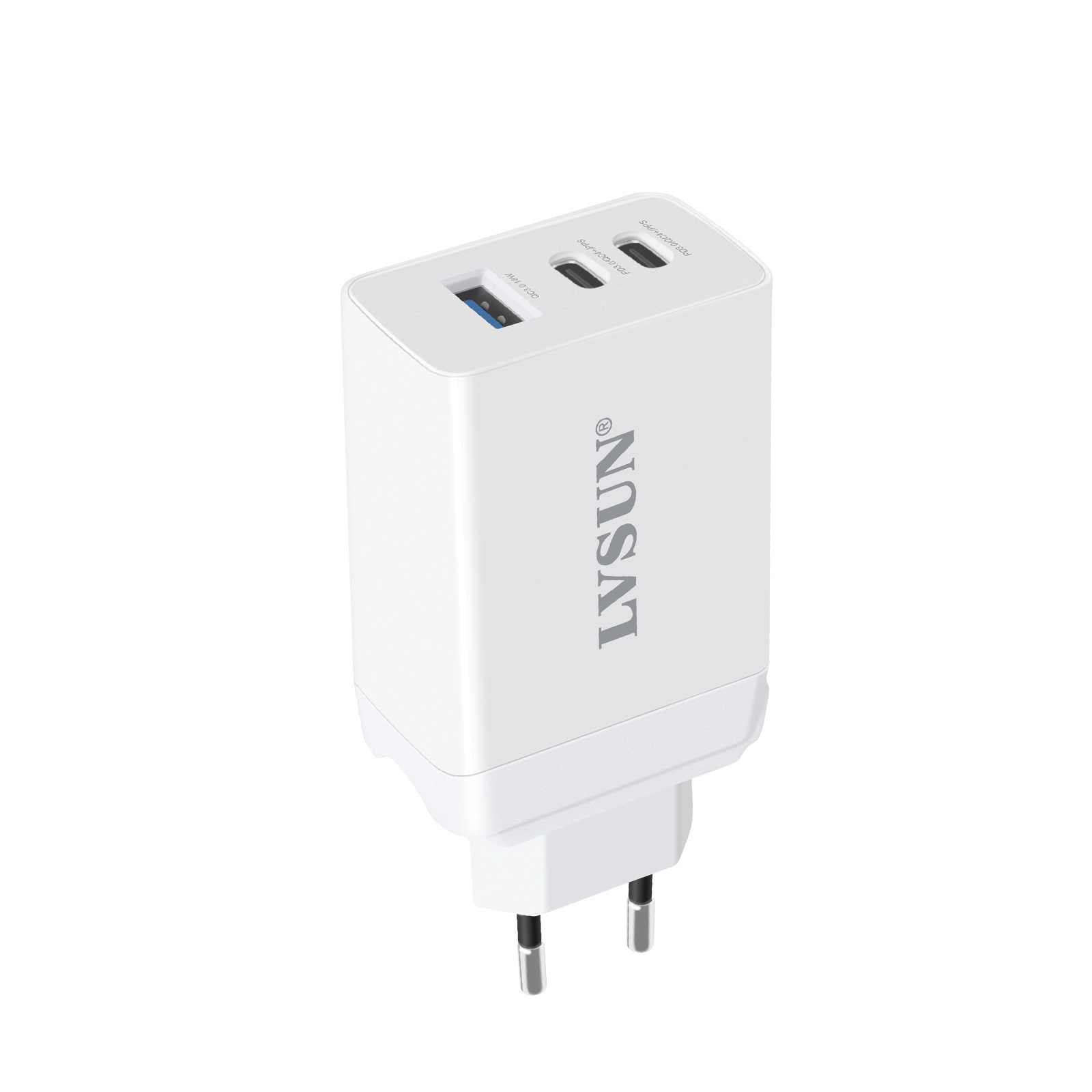 龙威盛 65W 三口氮化镓 PD3.0/PPS 墙插快充充电器 2C1A 旅行便携款 LS-GW65-2C1A — thumbnail 5