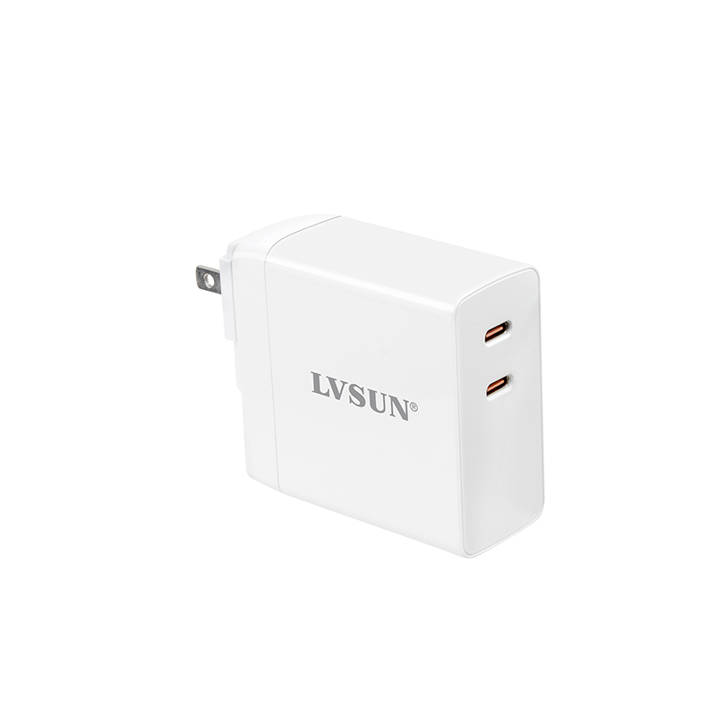 龙威盛 140W 双口氮化镓 PD3.1 墙插快充充电器 MacBook Pro 满速快充 可换插头全球通用 LS-GW140-2C