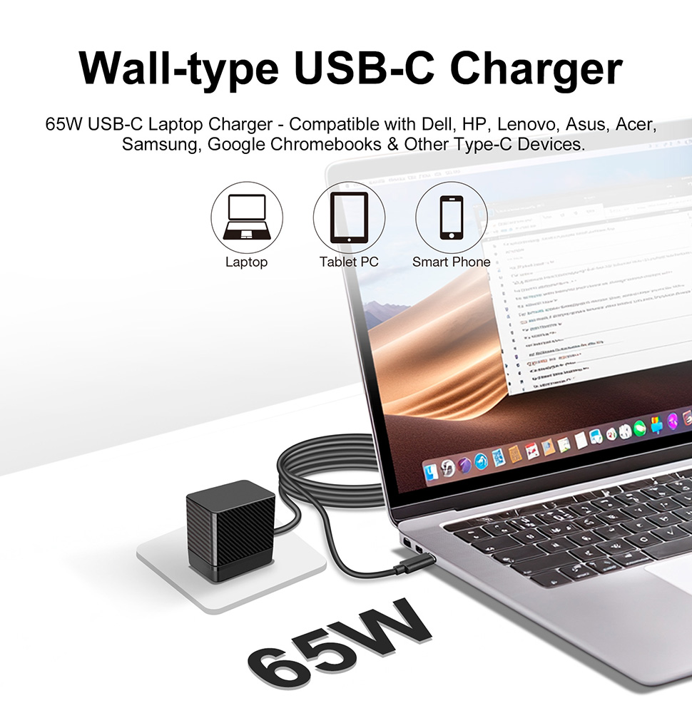 龙威盛 PD65W 一体式 USB‑C  笔记本电源适配器 LS-GW65L — thumbnail 3