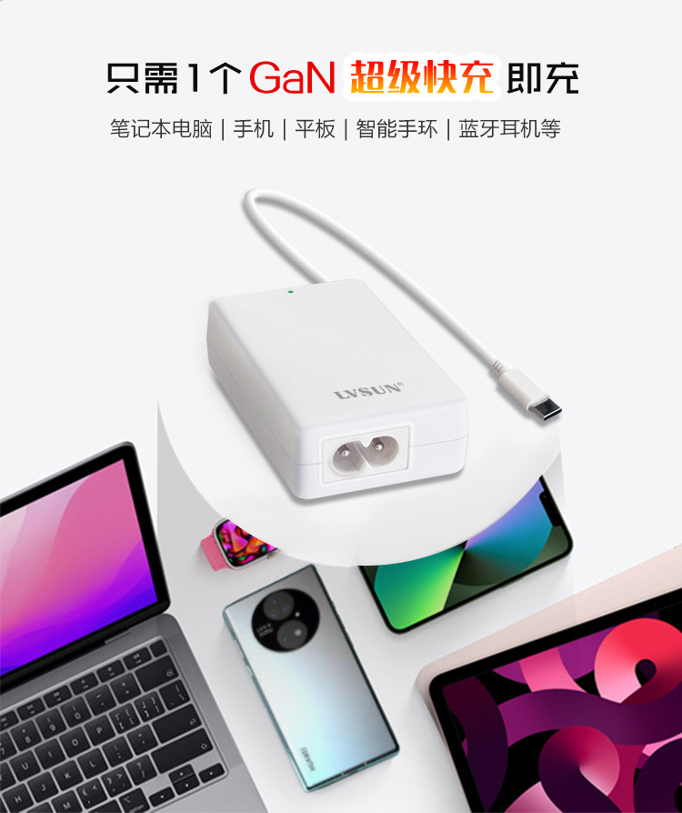 氮化镓 65W PD电源适配器 LS-GD65 白色